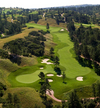 The par-5 fourth hole at The Sanctuary golf course doglegs to the right.